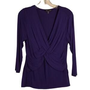 Cable and Gauge Blue Draped Blouse. M